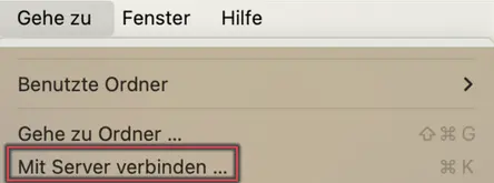 Ansicht Mit Server verbinden auf macOS