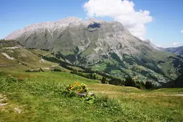 Photo of the rocky alpine mountains.