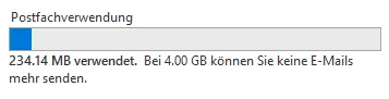 Abbildung 2 zeigt die Postfachkapazit?t mit dem aktuell verbrauchten Speicherplatz