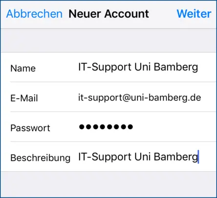 Aufgabenbezogenes Postfach unter iOS durch Alternatives E-Mail-System einrichten