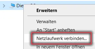 Ansicht Netzlaufwerk verbinden