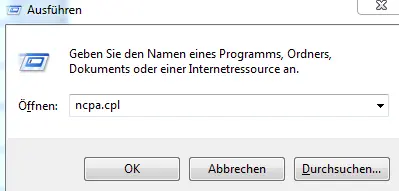 Ansicht Ausfhren der ncpa.cpl